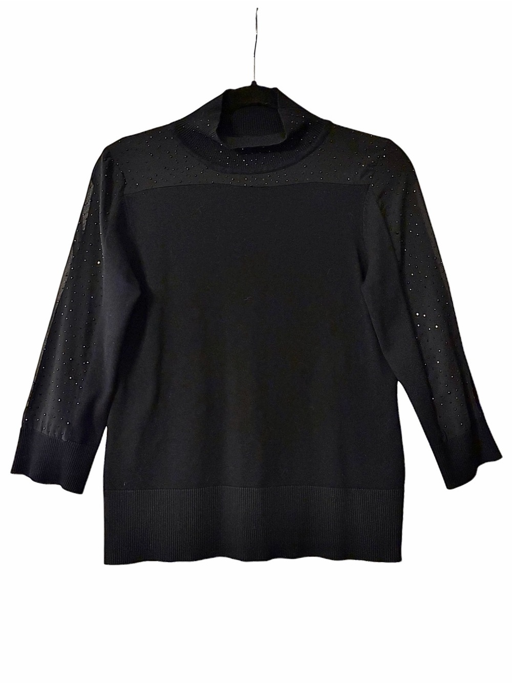 Cable & Gauge Mock Turtleneck Knit Sparkly Sweater Size M